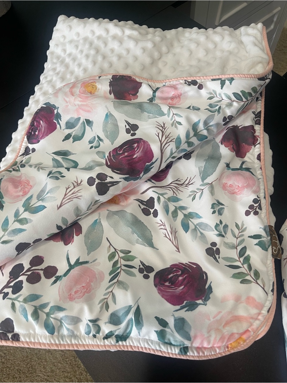Boutique Sandler Floral Minky Throw Blanket – with matching standard crib sheet